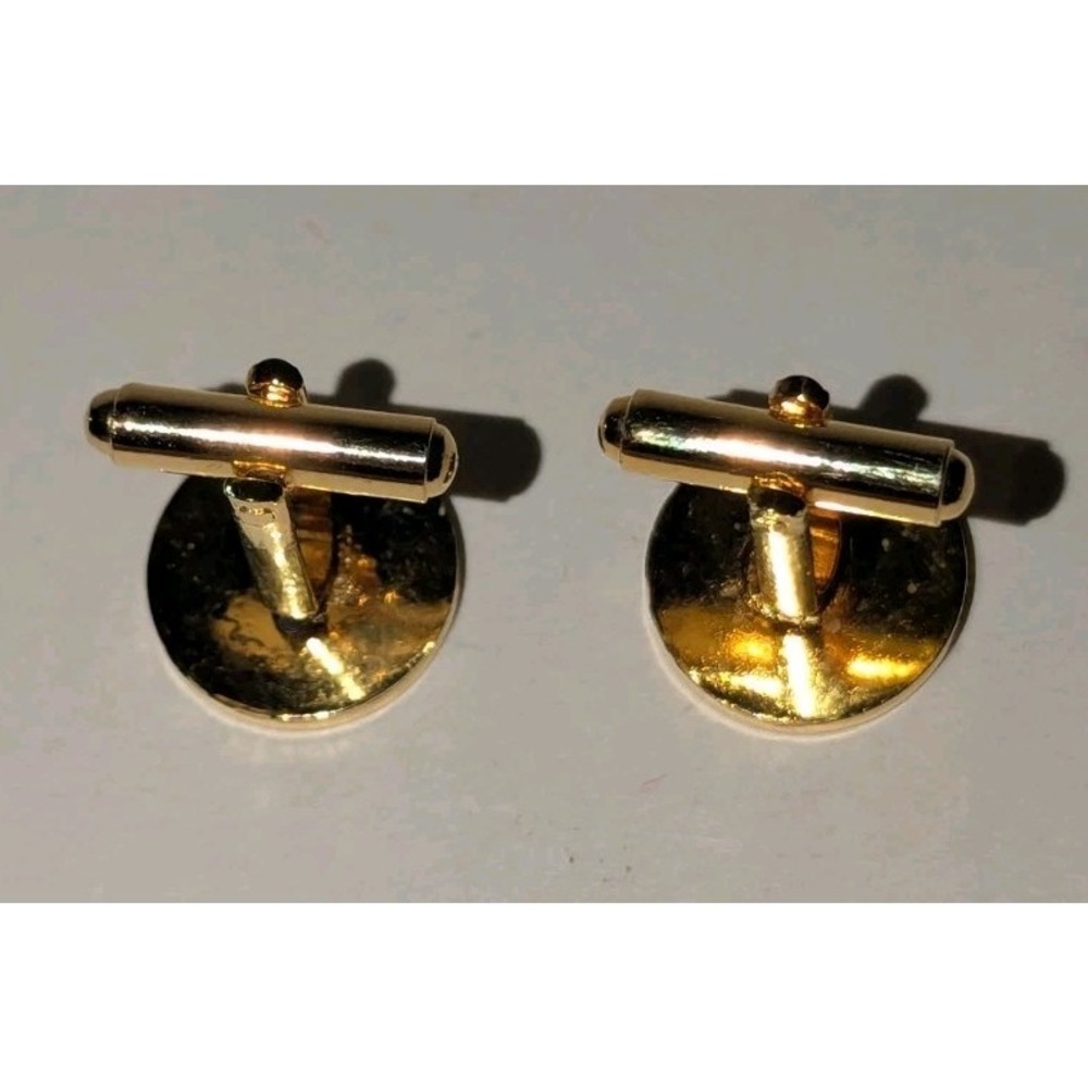 Royal Caribbean Officer's Cufflinks Gold Toned Round Crown & Anchor Vintage EUC - Picture 5 of 7